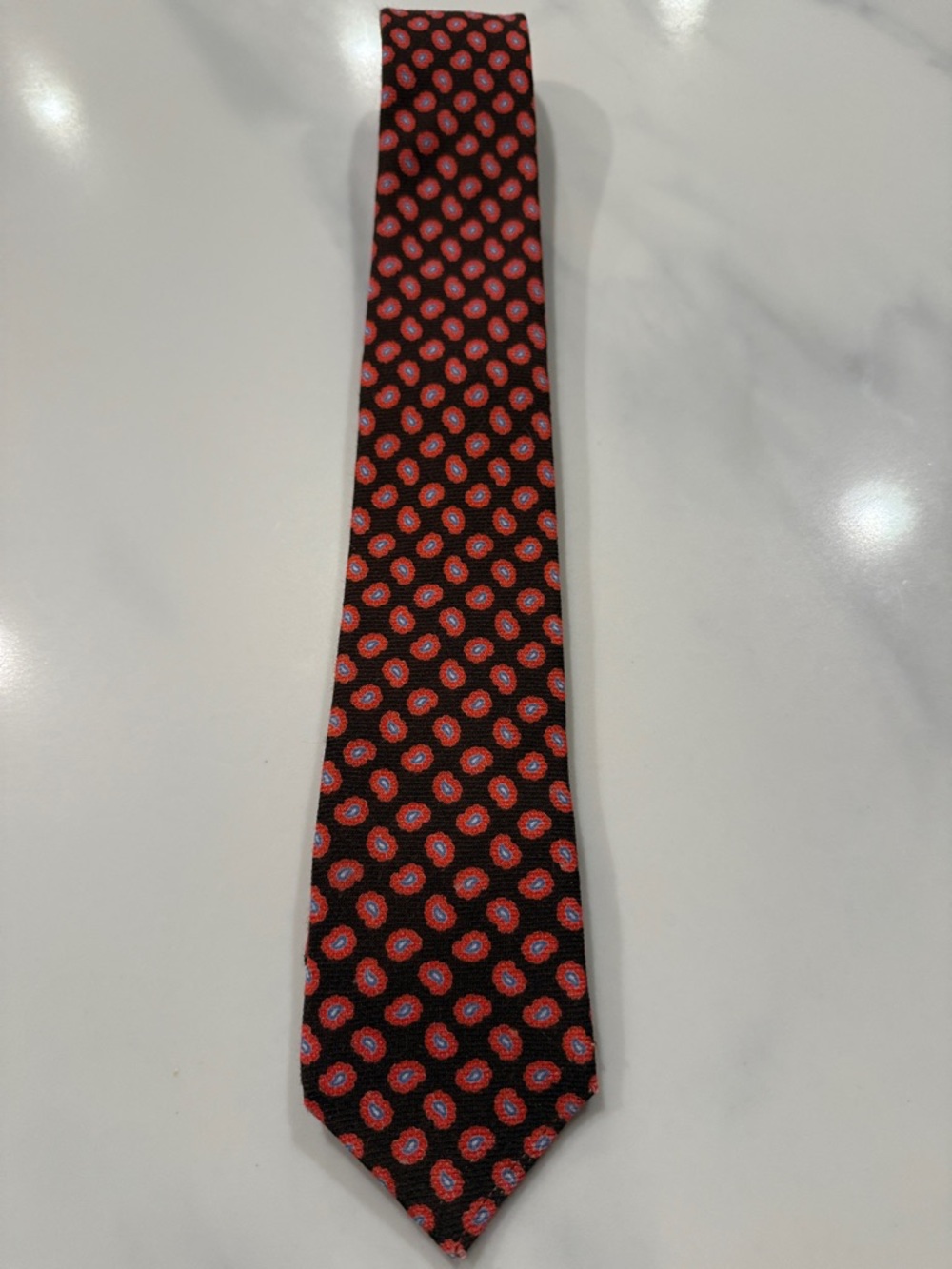 Ted Baker Narrow Brown and Orange Wool Tie OS